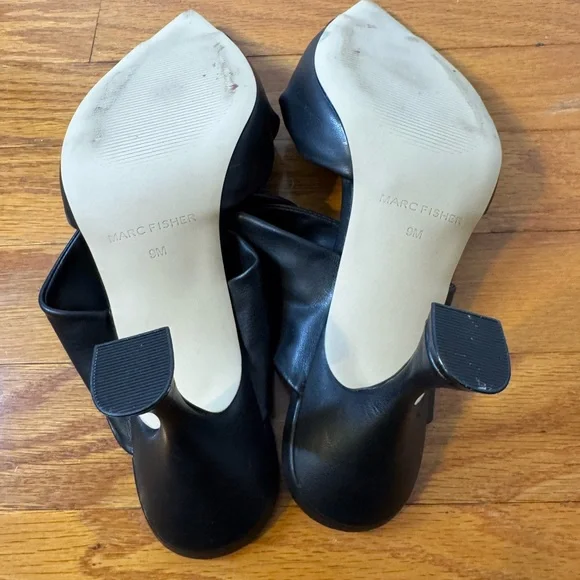 Marc Fisher Heaton Black Pointed-Toe Mule Heels 9M - Picture 5 of 7